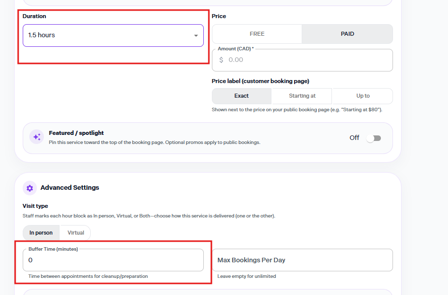 Duration and buffer time explained